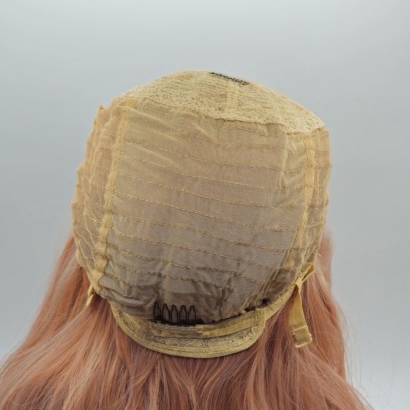 Uniwigs Coral Doll Pastel Coral Pink Long Wavy Synthetic Lace Front Wig - Picture 11 of 11